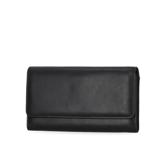 Time and Tru Women's Piper Clutch Wallet, Solid Black