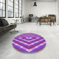 thumbnail image 4 of Ahgly Company Machine Washable Indoor Round Transitional Heliotrope Purple Area Rugs, 6' Round, 4 of 7