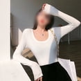 thumbnail image 7 of Woman Clothing Top T-Shirts Bottoming Shirt Autumn Winter Casual Fashion Garment -Black M, 7 of 7