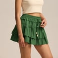 thumbnail image 2 of vigerkar Skirts for Women,Ruffled Tiered Pleated Mini High Waist Skorts (Green, XL), 2 of 6