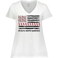 thumbnail image 3 of Inktastic Aplastic Anemia Awareness Red and White Ribbons and Flag Women's Plus Size V-Neck T-Shirt, 3 of 5