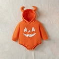 thumbnail image 2 of LIIPEE Girls Boys Onesie Halloween Cartoon Printed Printed Long Sleeve Hooded Bodysuit Lovely Daily One-Pieces,Orange,3-6 Months, 2 of 9