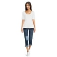 thumbnail image 2 of Time and Tru Women's Cuffed Patchwork Jeans, 2 of 5