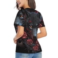 thumbnail image 3 of Vsdgher Rose Full Moon Black Wolf Women Shirts V Neck Short Sleeve Tops T-Shirt Basic Tees, S to 3XLX-Large, 3 of 5