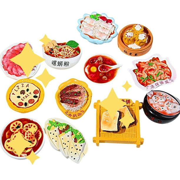 Set de imanes de resina 3D para comida china, 12 unidades