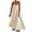 Beige, variant on Women's Linen Maxi Dress, Contrast Trim Spaghetti Strap Sleeveless Backless Summer Beach Sundress, Loose Flowy Long Vacation Travel Dress