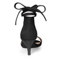 thumbnail image 3 of BLISSFUL STEP Women's Open Toe Kitten Heel Lace Up Fastening Sandals, 3 of 7