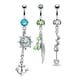 thumbnail image 2 of Lot De 5 Anneaux De Nombril Acier Chirurgical 316l Et Cristal - Pendentif Dcoratif Tribal, Ensemble Acier Inoxydable Anneau De Nombril Turquoise Toile, 2 of 4