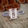 thumbnail image 3 of 1.00 Carat Desinger 7x5mm Emerald Cut Peachy Pink Morganite Engagement Ring on Sale with 18k Gold Plating, 3 of 3