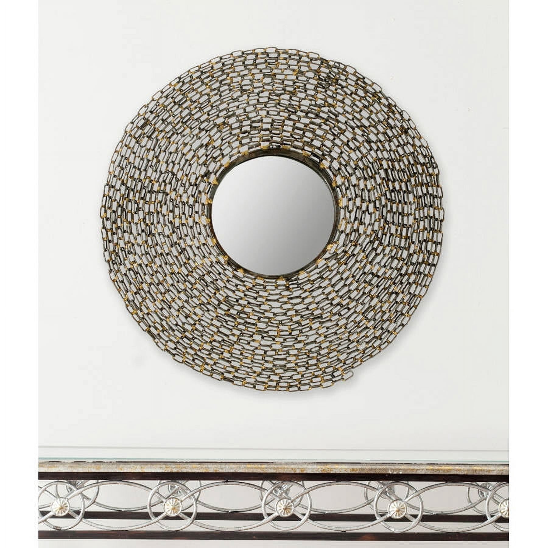 SAFAVIEH 8.8" Round Jeweled Chain Mirror, Natural