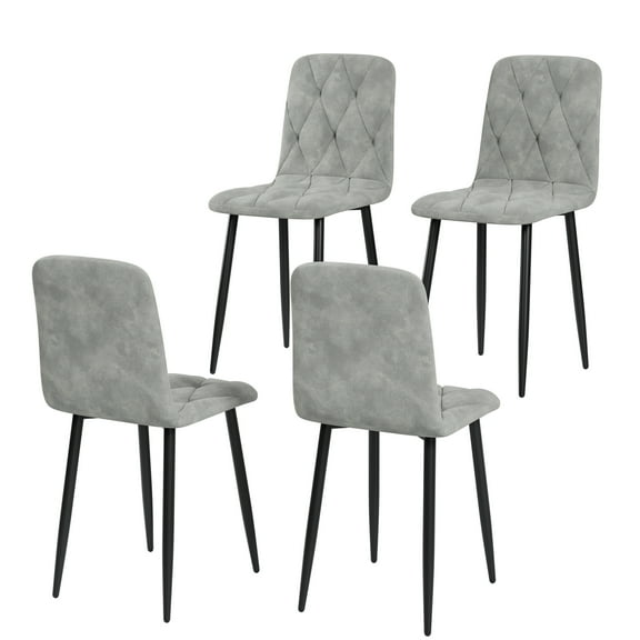 Of 4 Dining Chairs, Velvet Covering And Metal Base, Elegant Interior Chairs In Gray - Soft Smooth Fabric For A Pleasant Touch