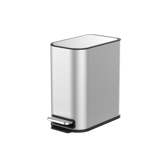 BinMax Step on Bathroom Garbage Can 1.3 Gal Fingerprint Resistant Stainless Steel Trash Bin with Lid