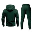 thumbnail image 3 of Men's Outdoor Hiking 2 Piece Tracksuit Long Sleeve Hoodie & Sweatpants Athletic Casual Sweatsuit Set Dark Green XL, 3 of 3