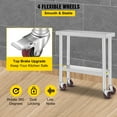 thumbnail image 5 of VEVORbrand 30 x 12 x 34 Inches Stainless Steel Work Table 3-Stage Adjustable Shelf with 4 Wheels Heavy Duty Commercial Food Prep Work Table with Brake for Kitchen, 5 of 9