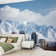 thumbnail image 2 of Peel and Stick Wallpaper Salt Lake City Utah Winter Skyline Snow Covered Mountains Modern Art Wall Mural Decor Self Adhesive and Removable 69in x 98in, 2 of 8