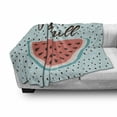 thumbnail image 3 of Saying Soft Flannel Fleece Throw Blanket, Doodle Illustration of Just Chill Typography with Watermelon Slices, Cozy Plush for Indoor and Outdoor Use, 70" x 90", Multicolor, by Ambesonne, 3 of 6