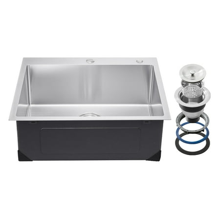 VEVOR 25 inch Kitchen Sink Workstation, 304 Stainless Steel Top Mount Sinks, Drop-In Single Bowl Farmhouse Basin with Accessories, Household Dishwasher Sinks for RV, Prep Kitchen, Laundry Room, Bar