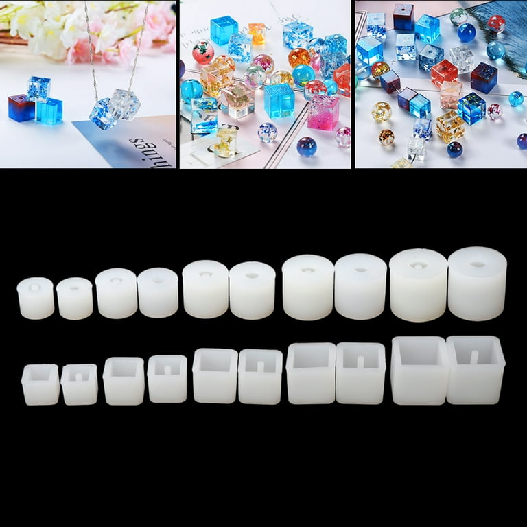 Round & Square Resin Casting Molds, Glass Square Cube & Round Bead