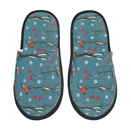 

Tideii Bullfinches Branches And Balls for Home Indoor Cotton Slippers Autumn and Winter EVA Plush Slippers Household Supplies Unisex-Large