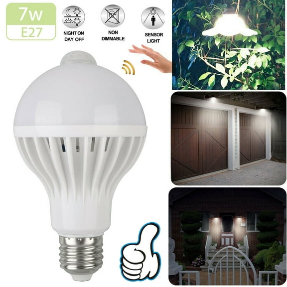 Motion Sensor Light Bulbs Outdoor ,Security LED Bulb, Indoor E27 Bulb for Garage Front Door Porch Stairs Hallway(2 PACK)