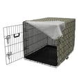 thumbnail image 3 of Geometric Dog Crate Cover, Wavy Vertical Old Fashion Ornamental Tiles Boho Design, Easy to Use Pet Kennel Cover for Medium Large Dogs, 35" x 23" x 27", Charcoal Grey Yellow, by Ambesonne, 3 of 6