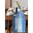 thumbnail image 4 of Abstract Blue Table Runner-Cotton Linen- 120 Inch Holiday Dresser Scarves, Farmhouse Geometric Minimalist Smear Art Tablerunner for Kitchen Coffee/Dining Bedroom Living Room Dinner Scarf Décor 13x120, 4 of 9