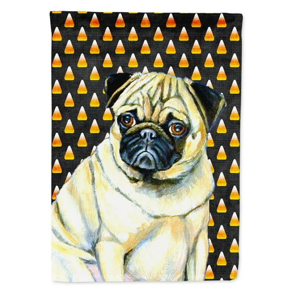 Carolines Treasures LH9083-FLAG-PARENT Pug Candy Corn Halloween Portrait Flag multicolor