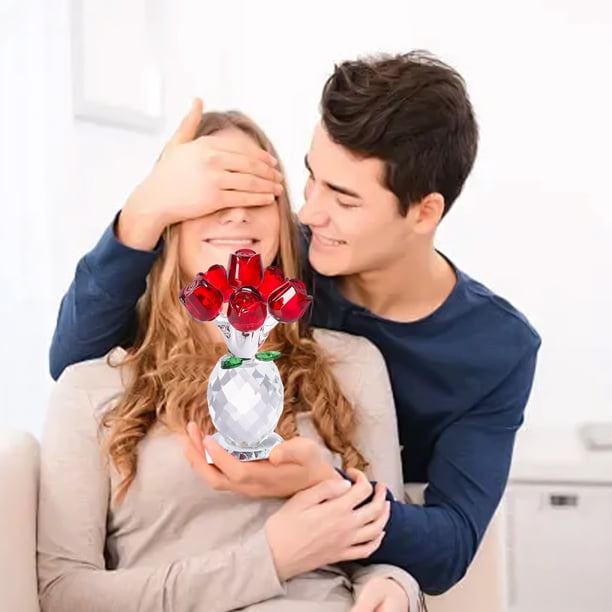 Adornos de Cristal de Rosas para Decoración Del Interior Del Coche, Decoración Del Hogar, Regalo de Cumpleaños para San Valentín
