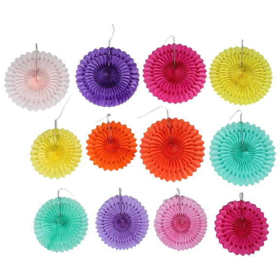 TAILTOSS 12 Pcs Paper Fans Assorted Color Wall Accent for Window Display and Event Decorations