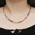 thumbnail image 3 of Luxury Fashion Colorful Rainbow Baguette CZ Gold Color Necklace for Women Party, 3 of 9