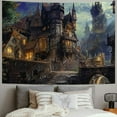 thumbnail image 2 of Creowell  Castle Full Moon Night Tapestry, Wolf Fantasy Medieval Town Wall Hangings Tapestry for Bedroom Living Room Office Dorm Man Cave Background 40x60inch, 2 of 6