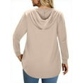 thumbnail image 5 of WellSize Hoodies for Women Plus Size Long Sleeve Lightweight Sweatshirts Button Tunic Fall Tops V Neck Pullover, 5 of 8