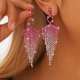 thumbnail image 4 of Sunyuer Rhinestone Earrings for women,Long Earrings Dangle Dangling Bling Earring Crystal Rhinestone Statement Drop Tassels rhombus Earrings for Prom Fashion Jewelry, 4 of 7