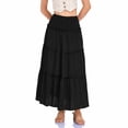 thumbnail image 6 of Avtoify Solid Color High Waist Elastic Lining Skirt Linen Pocket Casual Dresses for Women, 6 of 8
