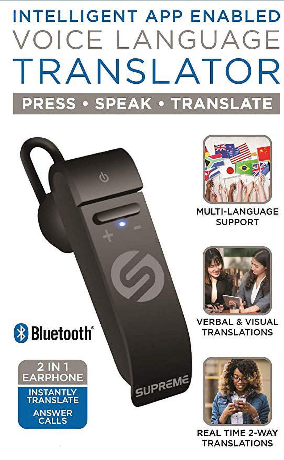 Supreme Tech BTLT-150 Intelligent App-Enabled Voice Language Translator -  Walmart.com