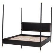 Baxton Studio Four-Poster Art-Deco Platform Bed, King, Black