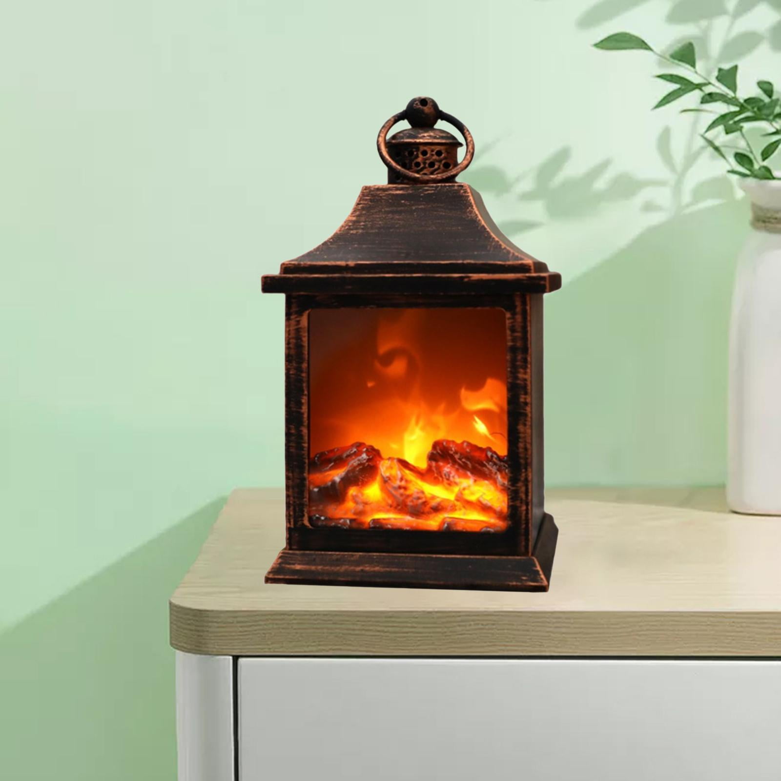 Fireplace Lantern Tabletop Flameless LED Lamp Hanging Lantern