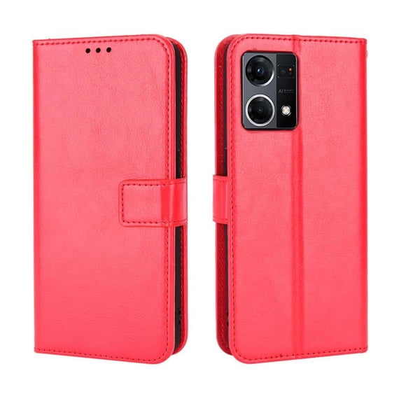 Funda tipo libro para OPPO Reno 7 4G, cartera todo‑en‑uno, funda multifuncional con tarjetero y correa de muñeca desmontable