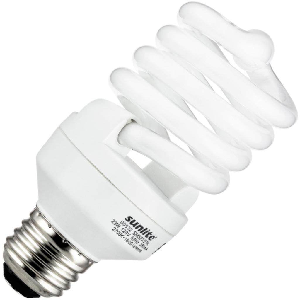 Sunlite 00832-SU Mini Spiral CFL Bulb, 23 Watts (100W Equivalent), Medium Base (E26), 1600 Lumens, 12,000 Hour Life Span, 27K - Warm White