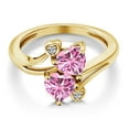thumbnail image 3 of Gem Stone King 18K Yellow Gold Plated Silver Pink Moissanite and White Moissanite Ring for Women (1.63 Cttw, Heart Shape 6MM, Gemstone Birthstone, Available in Size 5, 6, 7, 8, 9), 3 of 6
