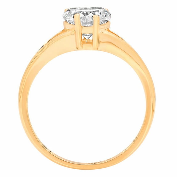1 ct Heart Cut White Sapphire Solitaire Engagement Ring for Women in 18K Yellow Gold