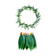 thumbnail image 3 of KAKOWELY Falda de baile hawaiana de hierba para adultos, 4 piezas, con guirnalda para fiesta luau en la playa (2 guirnaldas verdes + 2 faldas de hierba verde), 3 of 4