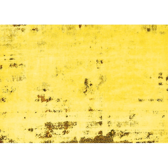 Ahgly Company Machine Washable Indoor Rectangle Abstract Yellow Modern Area Rugs, 8' x 10'