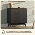 thumbnail image 5 of 29" Modern Sideboard Buffet Cabinet with Storage, Fluted 2-Door Accent Cabinet with Rounded Corners, Walnut Wood Grain Console Table for Coffee Bar, Entryway & Dining Room, Adjustable Shelves, 5 of 7