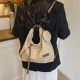 thumbnail image 4 of Mochila casual de gran capacidad | Bolso de hombro de cuero retro de moda para oficina | Bolsa de viaje con varios compartimentos | Correas ajustables | 30x16x6cm | Negro Caqui Azul, 4 of 6
