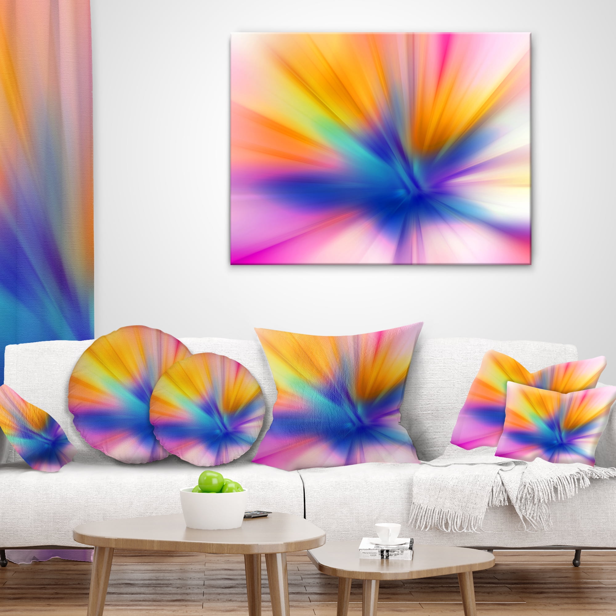 Designart Rays of Speed Yellow - Abstract Throw Pillow - 18x18