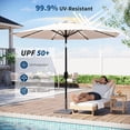 thumbnail image 2 of Patio Umbrella with Solar Lights, Outdoor Table Umbrella with 8 Durable Ribs, Tilt & Crank Mechanism, Waterproof & UV Protection for Garden, Backyard, Poolside (Beige, 10 FT), 2 of 7