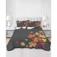 thumbnail image 2 of Twin Quilt Bedding Set, Fall Maple Reversible Summer Quilt 3 Pieces, Watercolor Autumn Orange Red Leaves Dark Grey Lightweight Bedspreads Coverlets with 2 Pillow Shams for All Seasons, 2 of 5