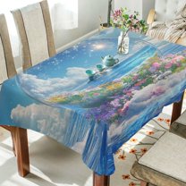 Yayeee Tablecloths 54" x 54" Rectangle Wrinkle Resistant Party Table Cover, Crystal Ocean