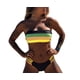 thumbnail image 3 of Traje de baño de mujer Bikini sexy dividido Traje de baño de rayas con costura de tela lisa, 3 of 5
